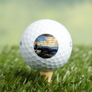 Heavenly Sunrise of American Flag in County Golf Balls