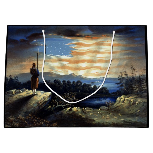 Heavenly Sunrise of American Flag in County   Large Gift Bag (Front)