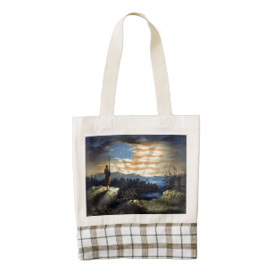 Heavenly Sunrise of American Flag in County   Zazzle HEART Tote Bag
