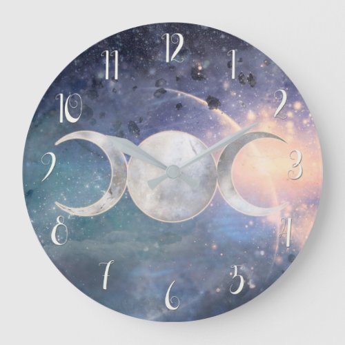 Heavenly Universe Triple Moon Goddess Moonstone Large Clock