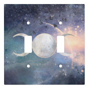 Heavenly Universe Triple Moon Goddess Moonstone Light Switch Cover
