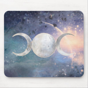Heavenly Universe Triple Moon Goddess Moonstone Mouse Pad