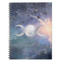 Heavenly Universe Triple Moon Goddess Moonstone Notebook