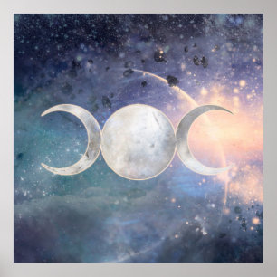 Heavenly Universe Triple Moon Goddess Moonstone Poster