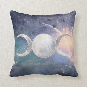 Moon Child Moon and Daughter Moon Goddess Black & Gold Pillow Planet Goddess