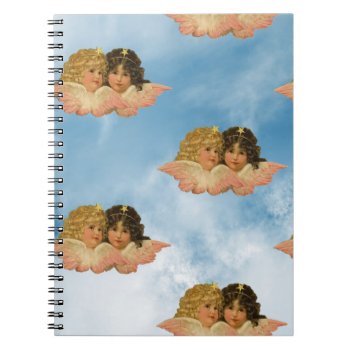 Heavenly Vintage Baby Angels Snuggled Up Together Notebook by VintageImagesOnline at Zazzle