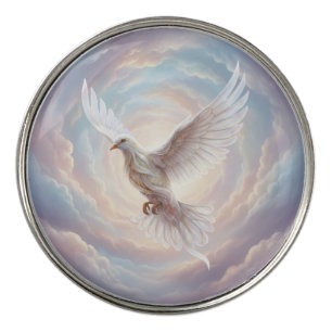 Heavenly White Dove Golf Ball Marker Peace Art