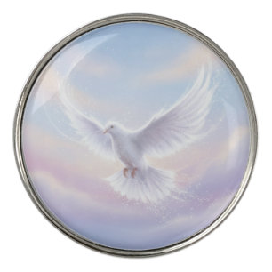 Heavenly White Dove Golf Ball Marker Peace Art