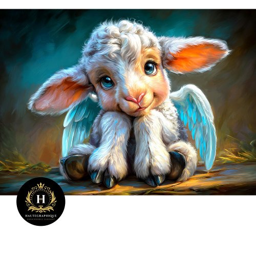 Heavenly Winged Baby Lamb Angel Decoupage Tissue Paper