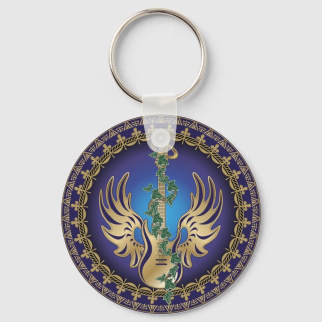 Heavenly Winged Guitar Keychain (Front)