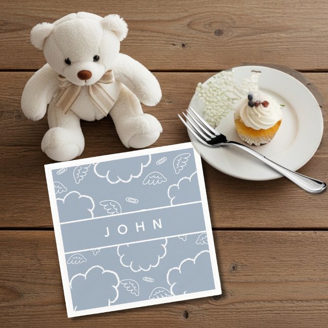  HeavenlyPersonalized Name Angel Halo Cloud Blue   Napkins (HeavenlyPersonalized Name Angel Halo Cloud Blue)