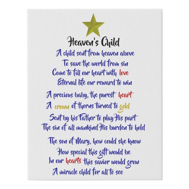 Heaven's child poem canvas (Front)