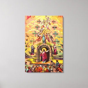Heaven's gate Jesus embraced by angels Canvas Print