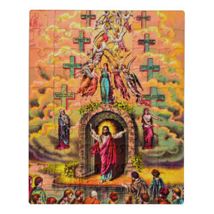 Heaven's gate Jesus embraced by angels Jigsaw Puzzle
