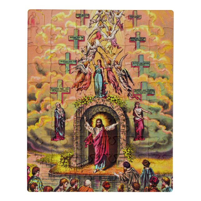 Heaven's gate Jesus embraced by angels Jigsaw Puzzle (Puzzle Vertical)