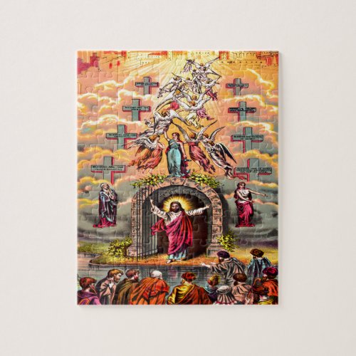 Heavens gate Jesus embraced by angels Jigsaw Puzzle