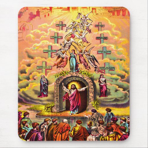 Heavens gate Jesus embraced by angels Mouse Pad