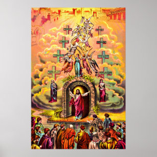 Heaven's gate Jesus embraced by angels Poster