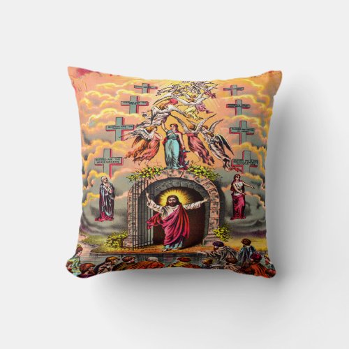 Heavens gate Jesus embraced by angels Throw Pillow
