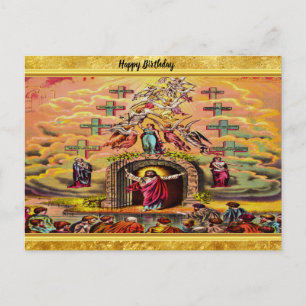 Heaven's Gate with a gold foil texture and Jesus Postcard