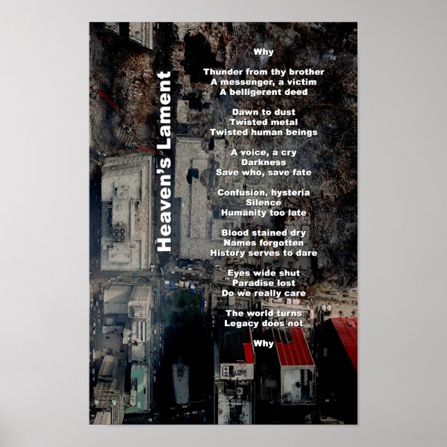 Heaven's Lament  (9/11 Memorial Poetic Print) Poster (Front)
