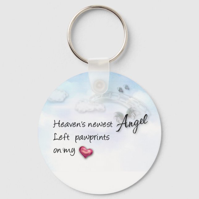 Heavens newest Angel left paw prints key chain (Front)