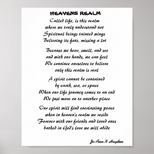 HEAVENS REALM POEM  POSTER