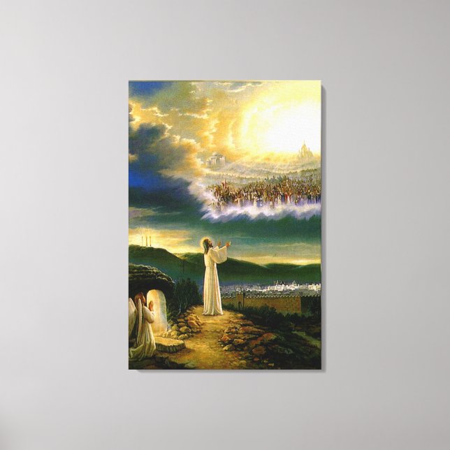 Heavens Welcoming Embrace Jesus at Dusk Canvas Print (Front)