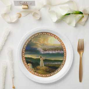 Heavens Welcoming Embrace Jesus at Dusk Paper Plates