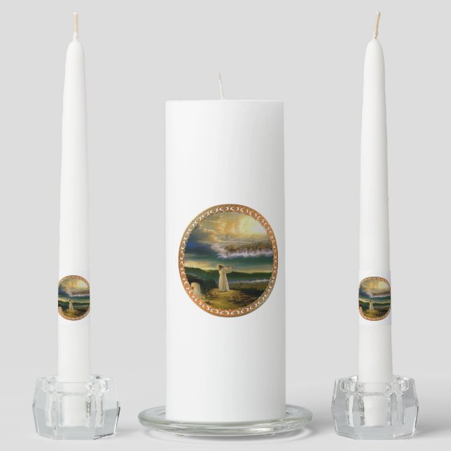 Heavens Welcoming Embrace Jesus at Dusk Unity Candle Set (Front)