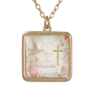 Heaveny Blush & Gold Quince, custom Plated Necklace