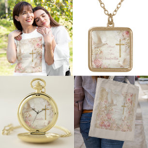 Heaveny Blush & Gold Quince, custom Plated Necklace