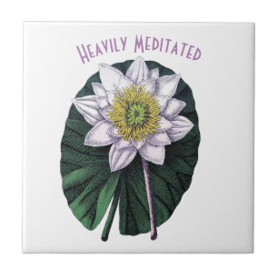 Heavily Meditated Funny Lotus Ceramic Tile