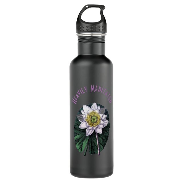 Heavily Meditated Funny Louts Stainless Steel Water Bottle (Front)