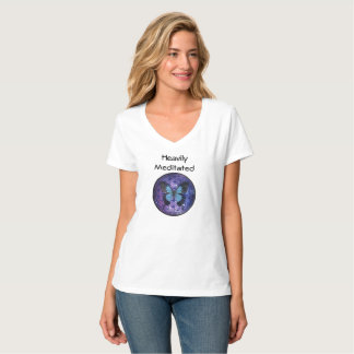 Heavily Meditated w Flower of Life Blue Butterfly T-Shirt
