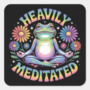 Heavily Meditated - Yoga T-Shirt Square Sticker