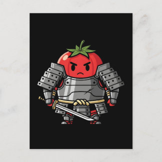 Heavy Armored Tomato Samurai Warrior Illustration Postcard