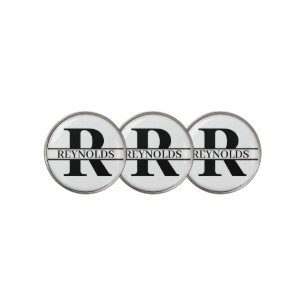 Heavy Bold Monogram and Name Black/Gold ID613 Golf Ball Marker