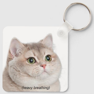 Heavy Breathing Cat Meme Double Sided Keychain