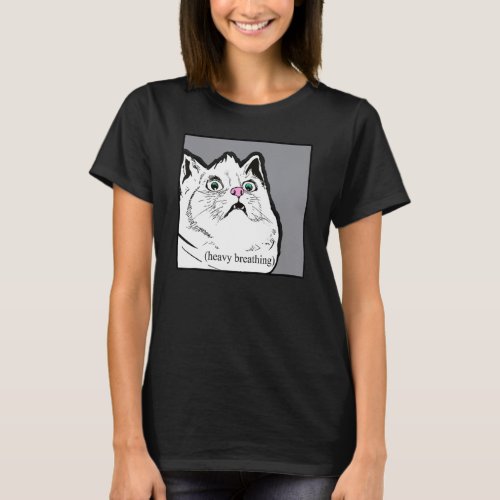 Heavy Breathing Cat Meme Fat Chonky Animal T_Shirt