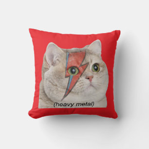 Heavy Breathing Cat Meme Heavy Metal Rocker Throw Pillow