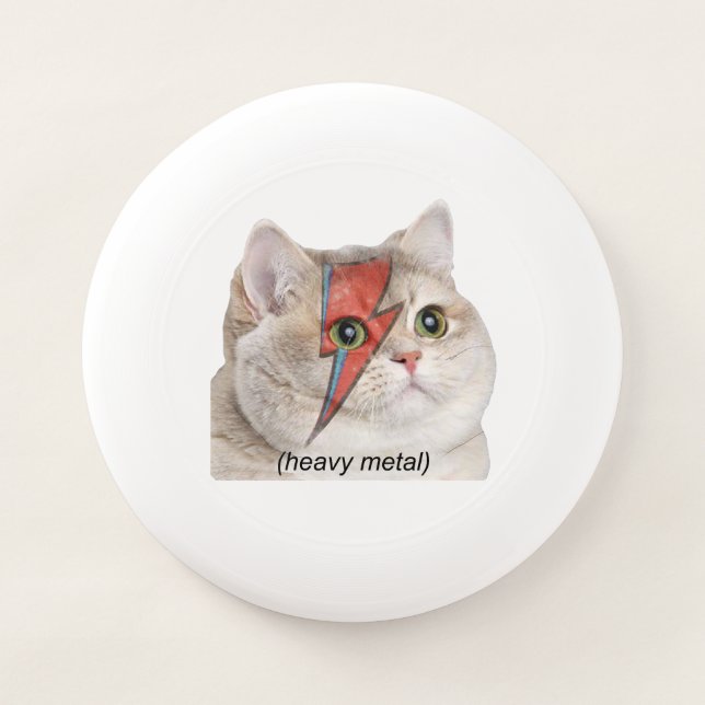 Heavy Breathing Cat Meme Heavy Metal Rocker Wham-O Frisbee (Front)