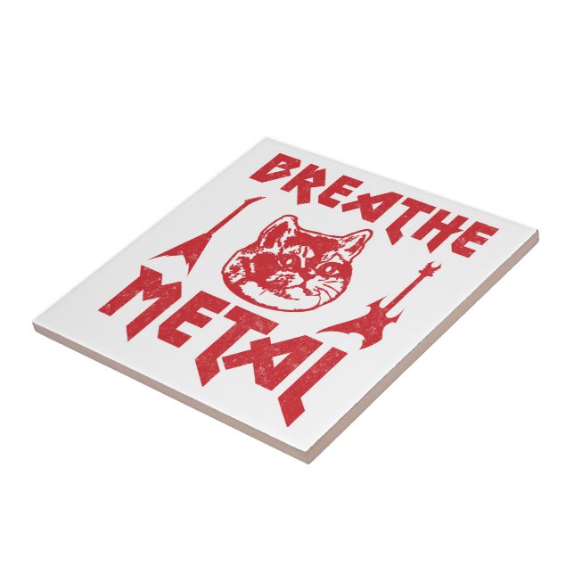 Heavy Breathing Cat Metal Ceramic Tile (Side)