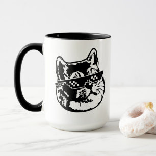 Heavy Breathing Cat with Meme Sunglasses Mug