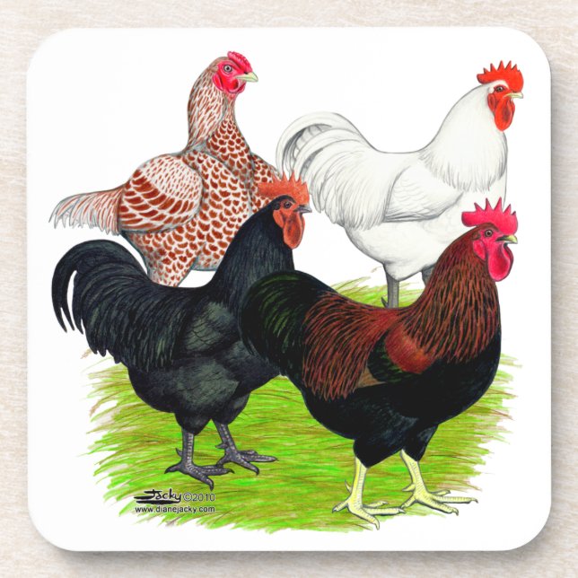 Heavy Breed Rooster Quartet Beverage Coaster (Front)