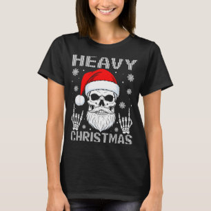 Heavy Christmas Skull Fans Rock Music Winter Holid T-Shirt