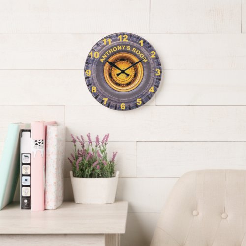 Heavy Construction Equipment Tire Personalized Large Clock