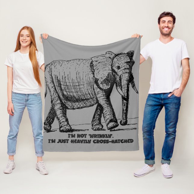 Heavy Cross-Hatched Elephant Fleece Blanket (In Situ)