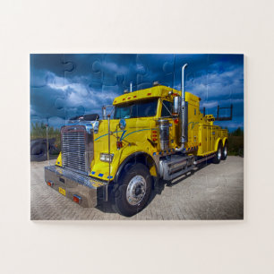 Heavy Duty Big Rig Yellow Semi Tow Truck Jigsaw Puzzle