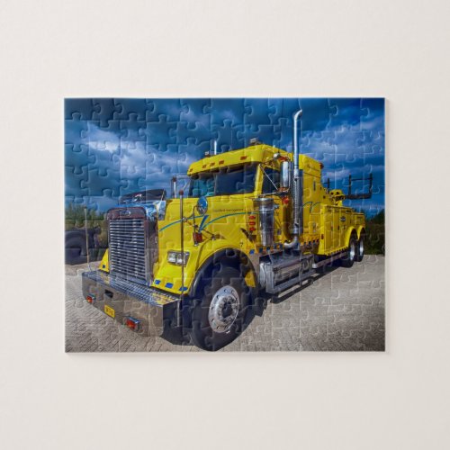 Heavy Duty Big Rig Yellow Semi Tow Truck Jigsaw Puzzle